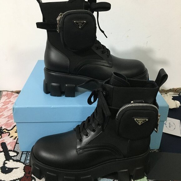 Prada women's black boots loafers - Picture 4 of 9